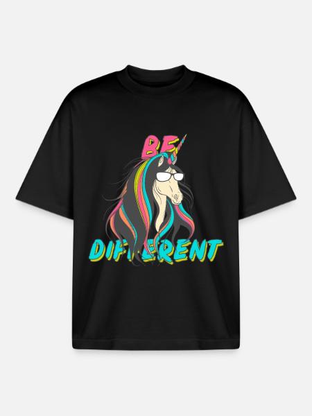 Be Different Nerd Einhorn Party - Boxy Heavyweight Unisex Organic T-Shirt von Stanley/Stella - Schwarz