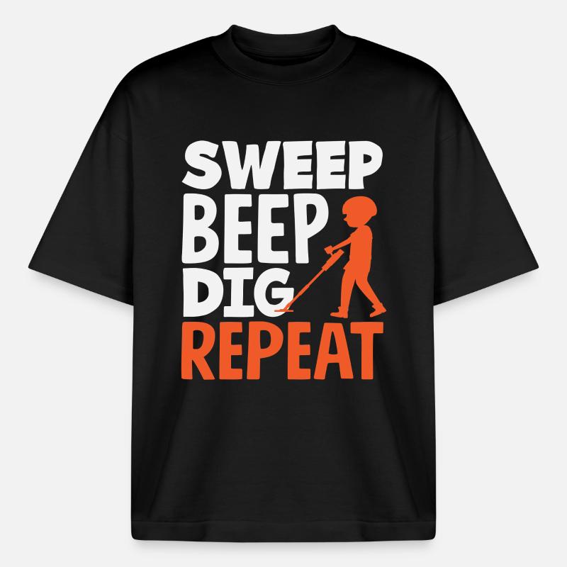 Sweep Beep Dig Repeat Sondengänger Hobby - Boxy Heavyweight Unisex Organic T-Shirt von Stanley/Stella - Schwarz