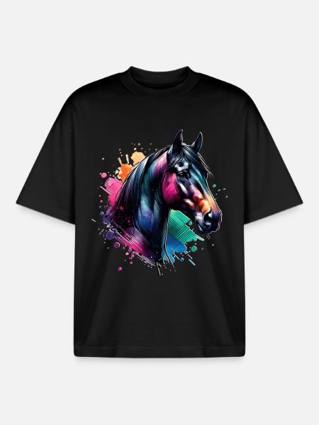 Hannoveraner Motiv Pferd - Boxy Heavyweight Unisex Organic T-Shirt von Stanley/Stella - Schwarz