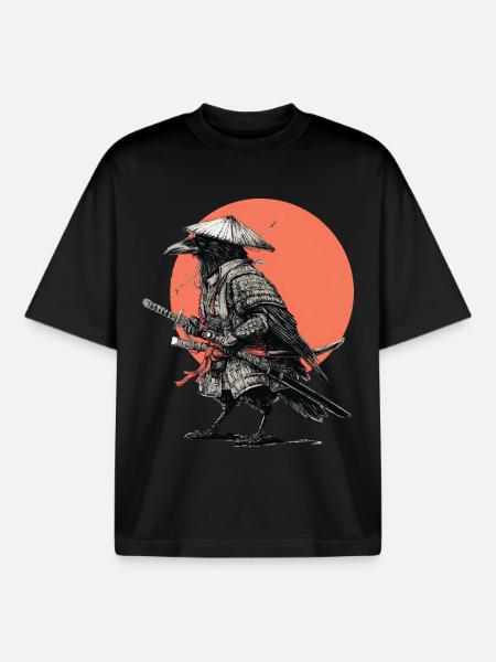 Raven Samurai Armour - Boxy Heavyweight Unisex Organic T-Shirt by Stanley/Stella - black