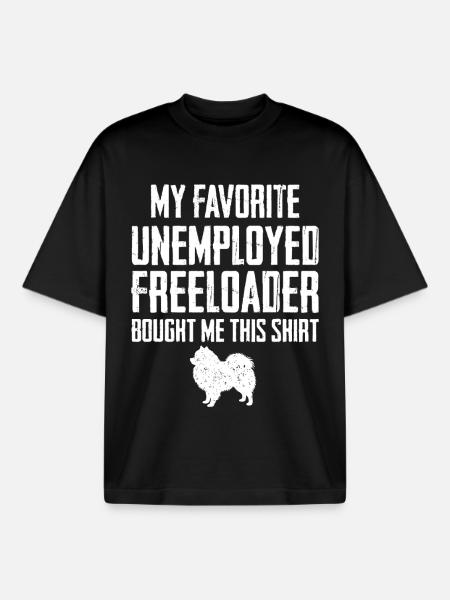 Funny Pomeranian Freeloader - Boxy Heavyweight Unisex Organic T-Shirt by Stanley/Stella - black