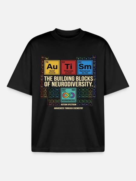 Autism Neurodiversity Chemistry Periodic Table - Boxy Heavyweight Unisex Organic T-Shirt by Stanley/Stella - black