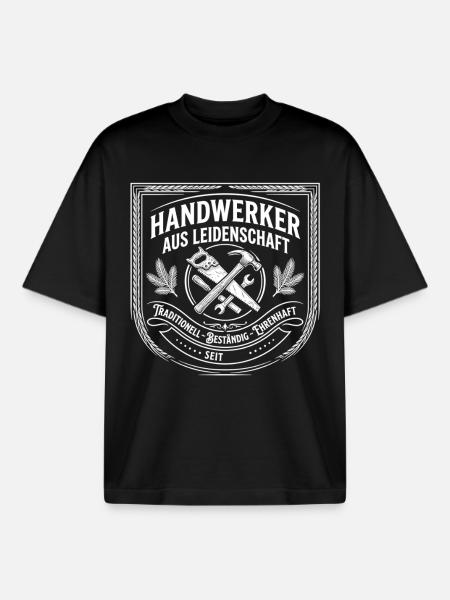 Handwerker Leidenschaft Qualität Tradition - Boxy Heavyweight Unisex Organic T-Shirt von Stanley/Stella - Schwarz
