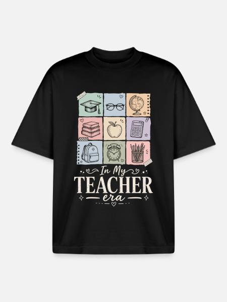 Teacher Era School Shirt - Boxy Heavyweight Unisex Organic T-Shirt by Stanley/Stella - black