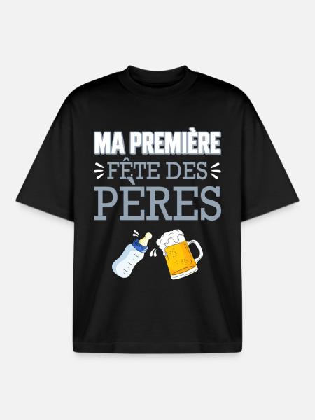 Ma Première Fête des Pères - T-shirt unisexe boxy épais biologique Stanley/Stella - noir