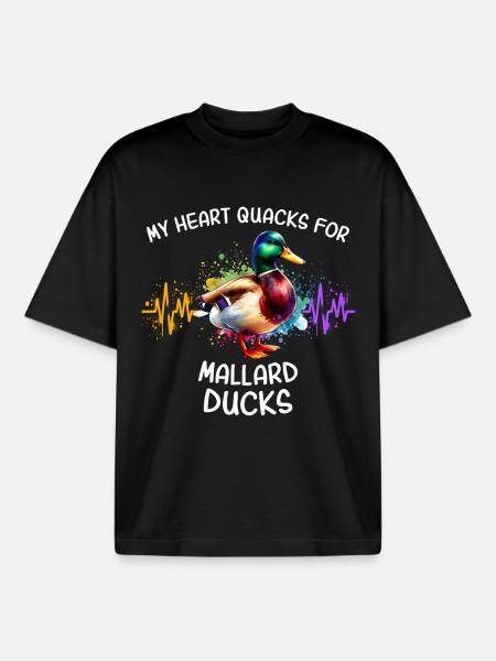 Mallard Heart Line - Boxy Heavyweight Unisex Organic T-Shirt by Stanley/Stella - black