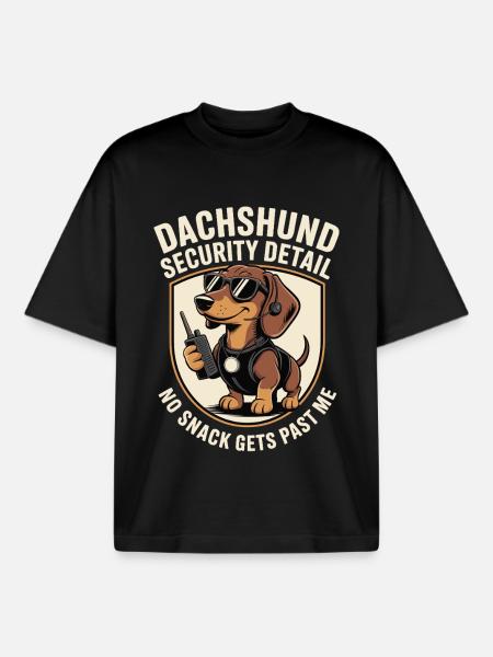 Dachshund Snack Guard - Boxy Heavyweight Unisex Organic T-Shirt by Stanley/Stella - black