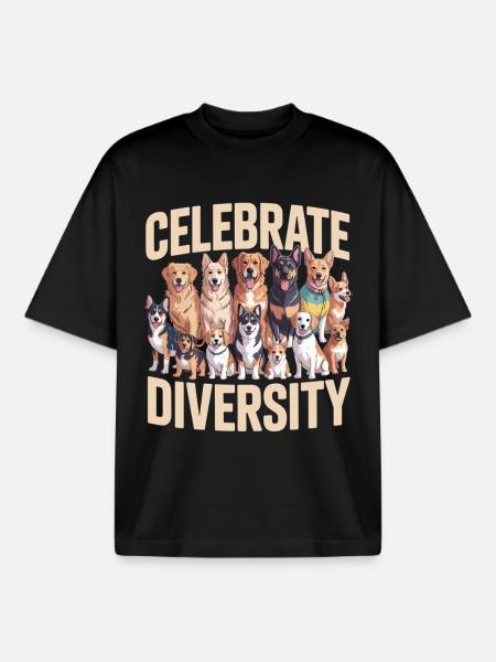 Celebrate Dog Diversity Hunde - Boxy Heavyweight Unisex Organic T-Shirt von Stanley/Stella - Schwarz