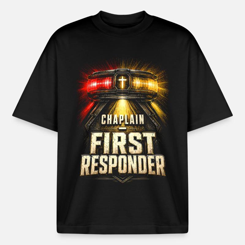 Chapelain, Clerc, Pasté, Chapelain, Premier Intervenant - T-shirt unisexe boxy épais biologique Stanley/Stella - noir