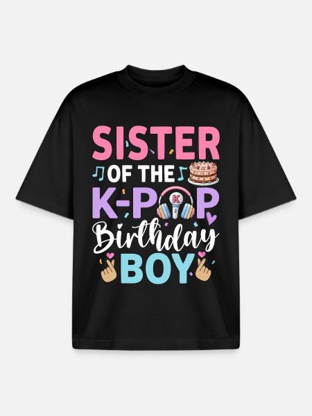 Sister of The K-Pop Birthday Boy - Boxy Heavyweight Unisex Organic T-Shirt by Stanley/Stella - black