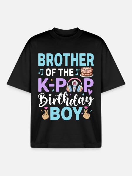 Brother of The K-Pop Birthday Boy - Boxy Heavyweight Unisex Organic T-Shirt by Stanley/Stella - black