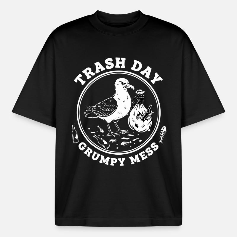 Möwe Trash Day Müll - Boxy Heavyweight Unisex Organic T-Shirt von Stanley/Stella - Schwarz