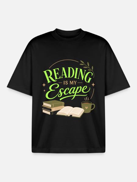 Book Fan Literature Lover Reading Motif - Boxy Heavyweight Unisex Organic T-Shirt by Stanley/Stella - black