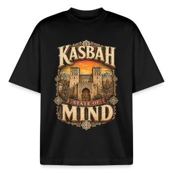 Marokkaner Marokko Kasbah State Of Mind - Boxy Heavyweight Unisex Organic T-Shirt von Stanley/Stella - Schwarz - Vorne - AI Model Male 185 light (185cm) & AI Model Female 172 dark (172cm)