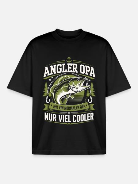 Angler Opa Viel Cooler - Boxy Heavyweight Unisex Organic T-Shirt von Stanley/Stella - Schwarz
