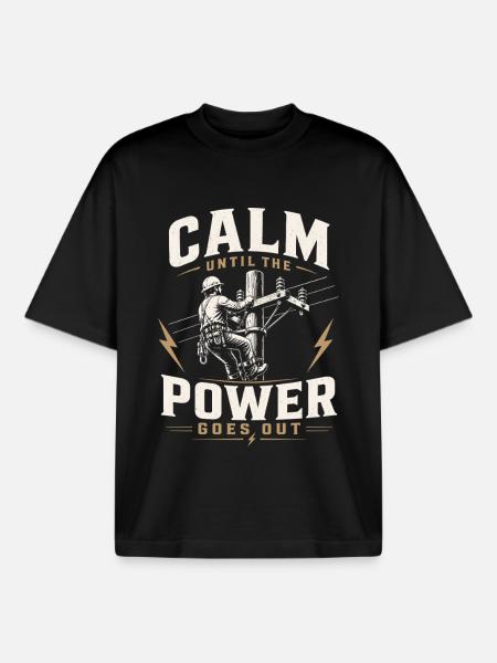 Electrician Work Electricity Cable Motif - Boxy Heavyweight Unisex Organic T-Shirt by Stanley/Stella - black