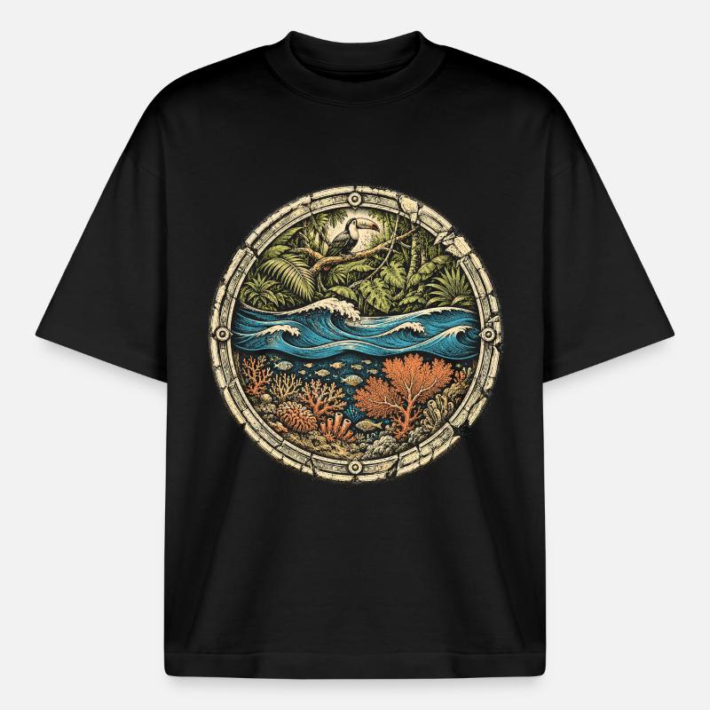 Belize Belizean Root - Boxy Heavyweight Unisex Organic T-Shirt by Stanley/Stella - black