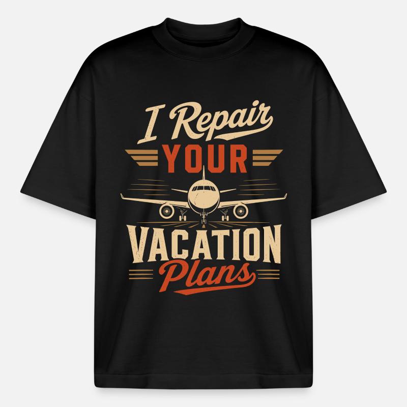Luftfahrt Technik Flugzeugwartung Experte - Boxy Heavyweight Unisex Organic T-Shirt von Stanley/Stella - Schwarz
