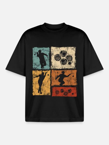 Bocce and Petanque Player Graphic - Boxy Heavyweight Unisex Organic T-Shirt by Stanley/Stella - black