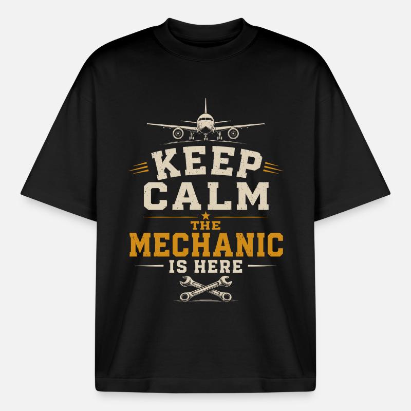 Flugzeugtechnik Luftfahrt Ingenieur Beruf - Boxy Heavyweight Unisex Organic T-Shirt von Stanley/Stella - Schwarz