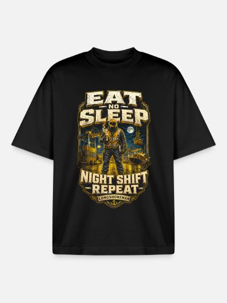 Hafenarbeiter Eat Not Sleep Night Shift - Boxy Heavyweight Unisex Organic T-Shirt von Stanley/Stella - Schwarz