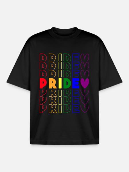 LGBT Gay Pride Rainbow - Boxy Heavyweight Unisex Organic T-Shirt by Stanley/Stella - black