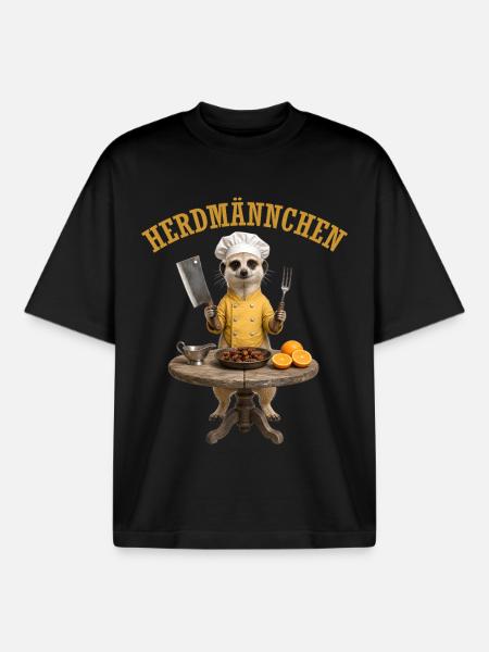 Ein lustiges Herdmännchen Koch Erdmännchen - Boxy Heavyweight Unisex Organic T-Shirt von Stanley/Stella - Schwarz