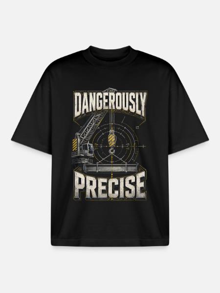 Kranführer Kranfahrer Dangerously Precise - Boxy Heavyweight Unisex Organic T-Shirt von Stanley/Stella - Schwarz