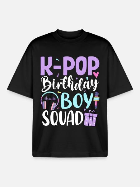 Équipe d’anniversaire K Pop - T-shirt unisexe boxy épais biologique Stanley/Stella - noir