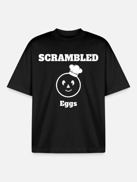 Breakfast Scrambled Eggs Funny Brunch Coffee - Boxy Heavyweight Unisex Organic T-Shirt by Stanley/Stella - black