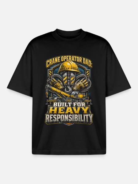 Kranführer Kranfahrer Vater - Boxy Heavyweight Unisex Organic T-Shirt von Stanley/Stella - Schwarz