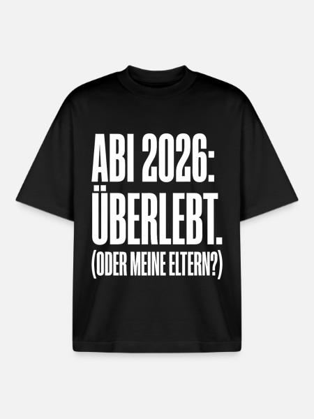 Abi 2026 überlebt Eltern Spruch - Boxy Heavyweight Unisex Organic T-Shirt von Stanley/Stella - Schwarz