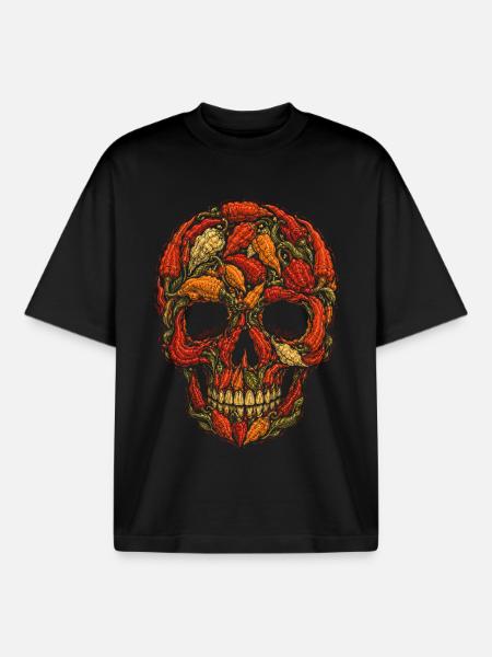 Growing Chili Growers Growing Chilies - Boxy Heavyweight Unisex Organic T-Shirt by Stanley/Stella - black