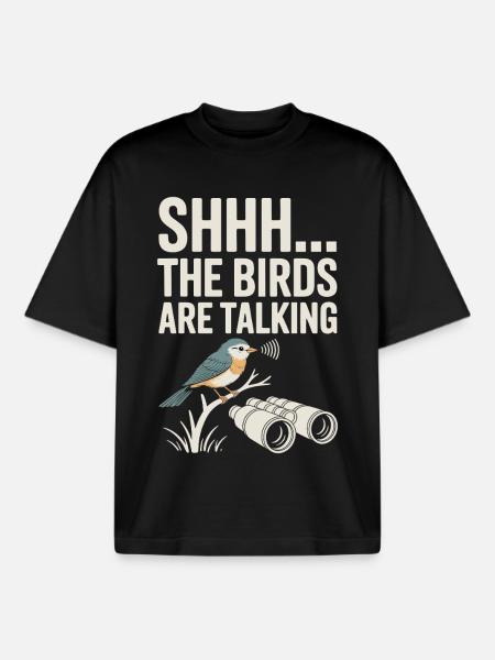 Bird Talk : Chut les oiseaux - T-shirt unisexe boxy épais biologique Stanley/Stella - noir