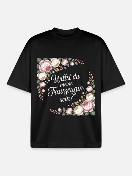 Willst Du Meine Trauzeugin Sein? - Boxy Heavyweight Unisex Organic T-Shirt von Stanley/Stella - Schwarz