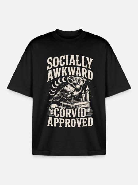 Socially Awkward Owls Design - Boxy Heavyweight Unisex Organic T-Shirt by Stanley/Stella - black