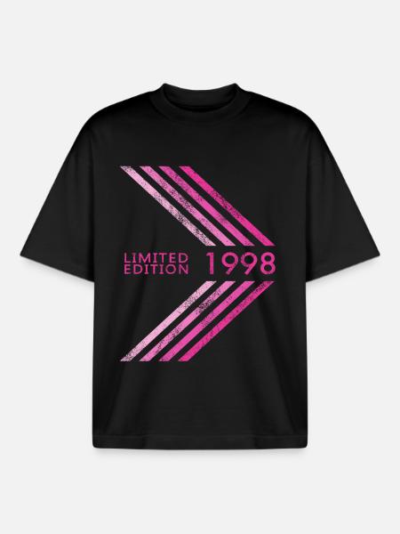 Édition limitée 1998 Femmes d’anniversaire - T-shirt unisexe boxy épais biologique Stanley/Stella - noir