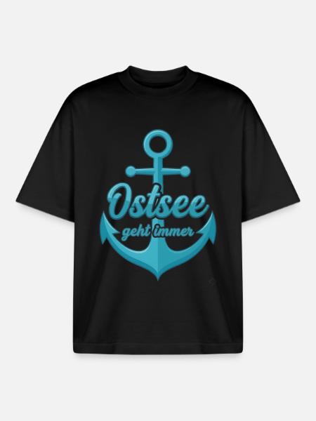 Ostsee geht immer mit Schiff Anker  - Boxy Heavyweight Unisex Organic T-Shirt von Stanley/Stella - Schwarz