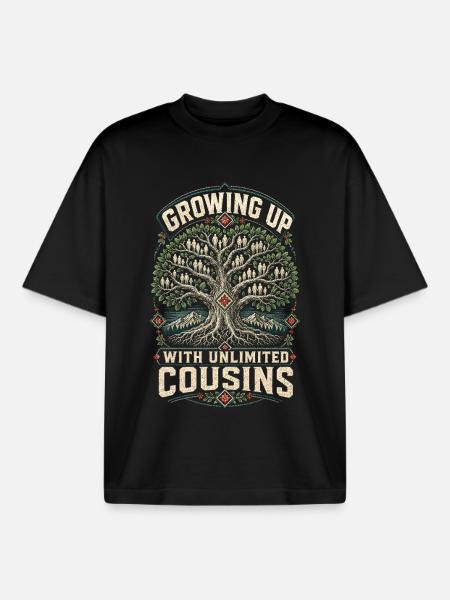 Hmong Growing Up With Unlimited Cousins - Boxy Heavyweight Unisex Organic T-Shirt by Stanley/Stella - black