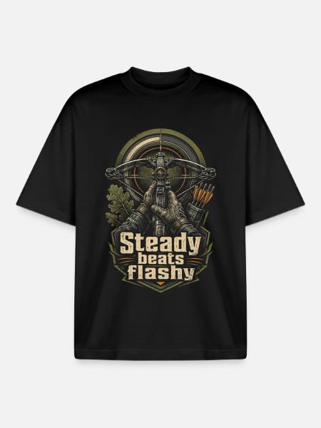 Crossbow Crossbowman Steady Beats Flashy - Boxy Heavyweight Unisex Organic T-Shirt by Stanley/Stella - black