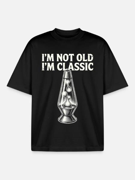 Not Old, I'm Classic Lava Lamp - Boxy Heavyweight Unisex Organic T-Shirt by Stanley/Stella - black