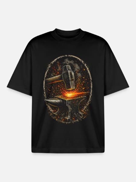 Forgeron, ferrant - T-shirt unisexe boxy épais biologique Stanley/Stella - noir