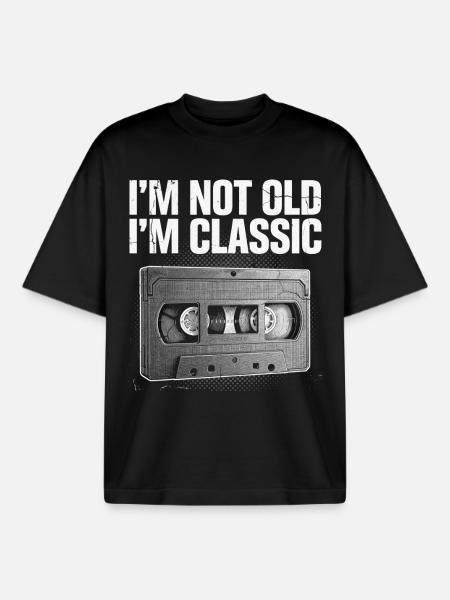 Not Old, Classic Cassette - Boxy Heavyweight Unisex Organic T-Shirt by Stanley/Stella - black