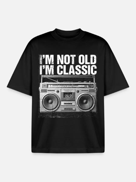 Not Old, I'm Classic Boombox - Boxy Heavyweight Unisex Organic T-Shirt by Stanley/Stella - black