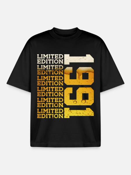 LIMITED EDITION 1991 BEER 35TH BIRTHDAY - Boxy Heavyweight Unisex Organic T-Shirt by Stanley/Stella - black