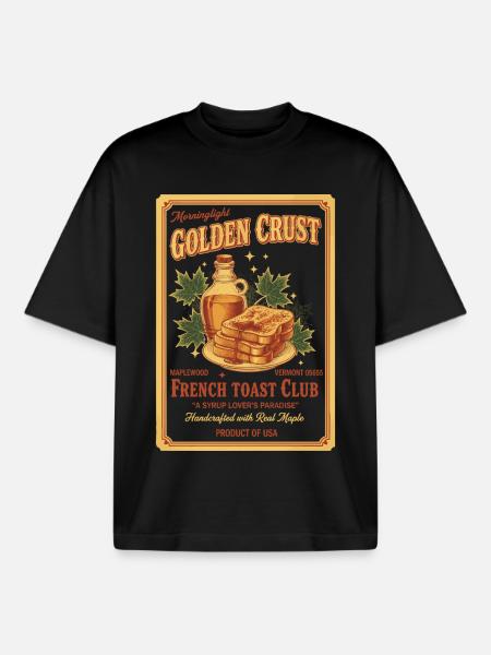 Breakfast Funny Brunch Coffee French - Boxy Heavyweight Unisex Organic T-Shirt by Stanley/Stella - black