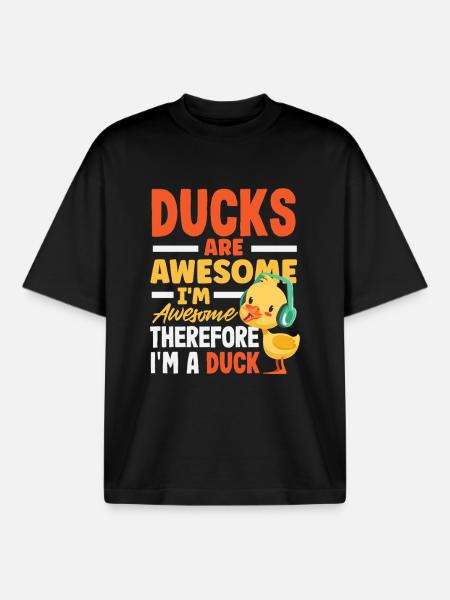 Funny Ducks Motif Ducks Lover Sayings - Boxy Heavyweight Unisex Organic T-Shirt by Stanley/Stella - black