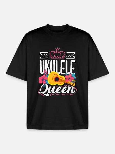 Funny Ukulele Designs and Sayings - Boxy Heavyweight Unisex Organic T-Shirt by Stanley/Stella - black