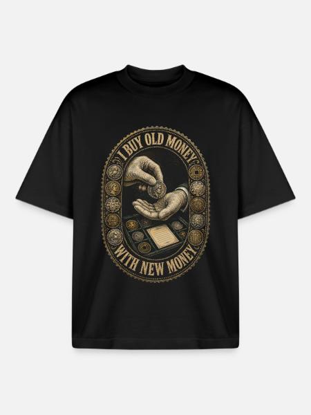 Coin Collector Numismatics Coin Collecting - Boxy Heavyweight Unisex Organic T-Shirt by Stanley/Stella - black