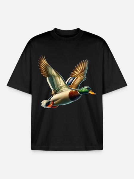 Stockente Mallard Duck - Boxy Heavyweight Unisex Organic T-Shirt by Stanley/Stella - black